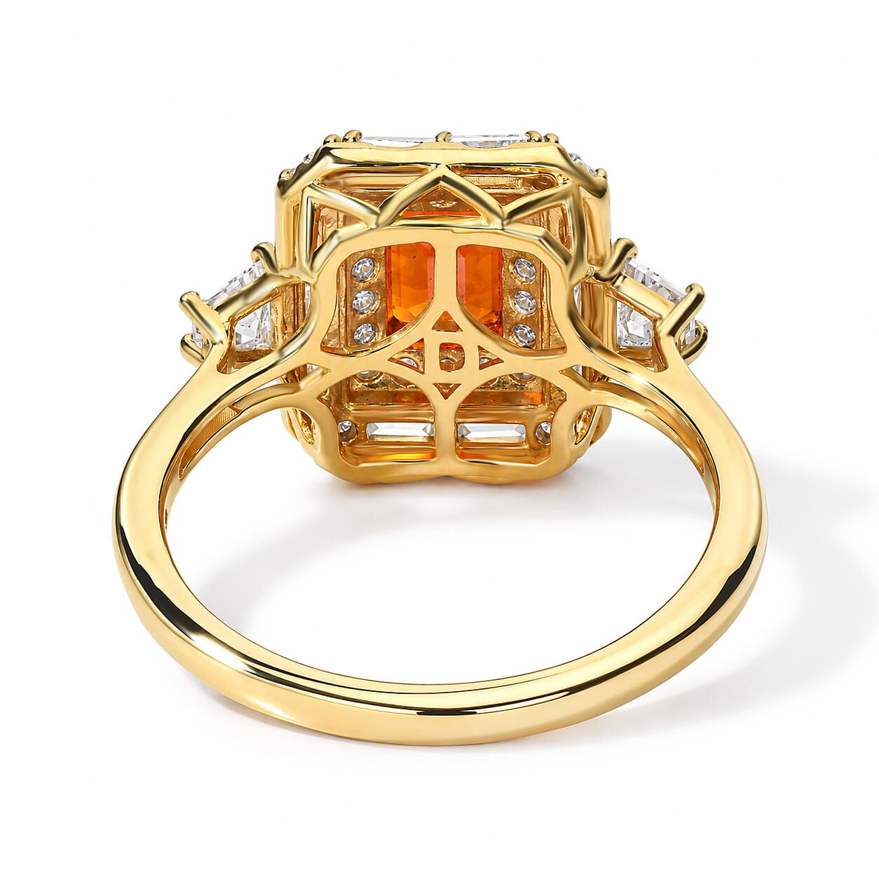Certified and Appraised D'Joy Premium Crimson Fire Opal and Moissanite 1.76 ctw Ring in 18K Vermeil Yellow Gold Over Sterling Silver (Size 6.0)