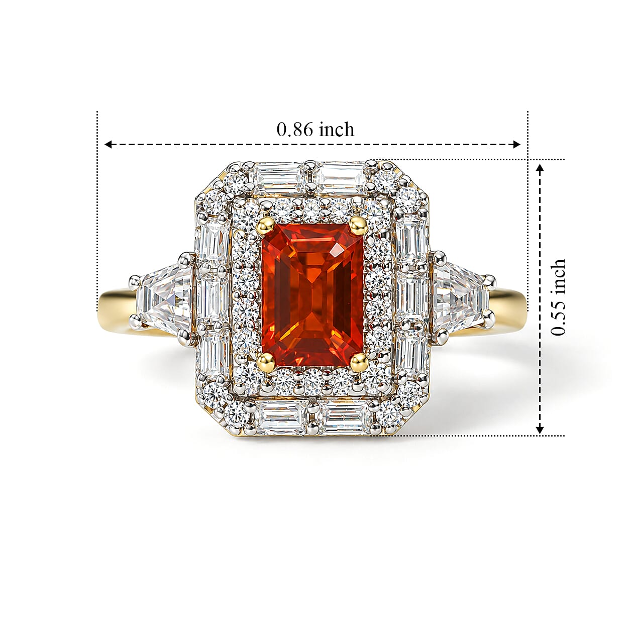 Certified and Appraised D'Joy Premium Crimson Fire Opal and Moissanite 1.76 ctw Ring in 18K Vermeil Yellow Gold Over Sterling Silver (Size 6.0)