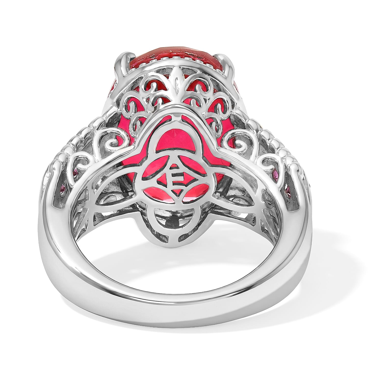 EverTrue Volcanic Triplet Quartz and Orissa Rhodolite Garnet 12.50 ctw Ring in 18K YG Plated and Platinum Bond (Size 5.0)