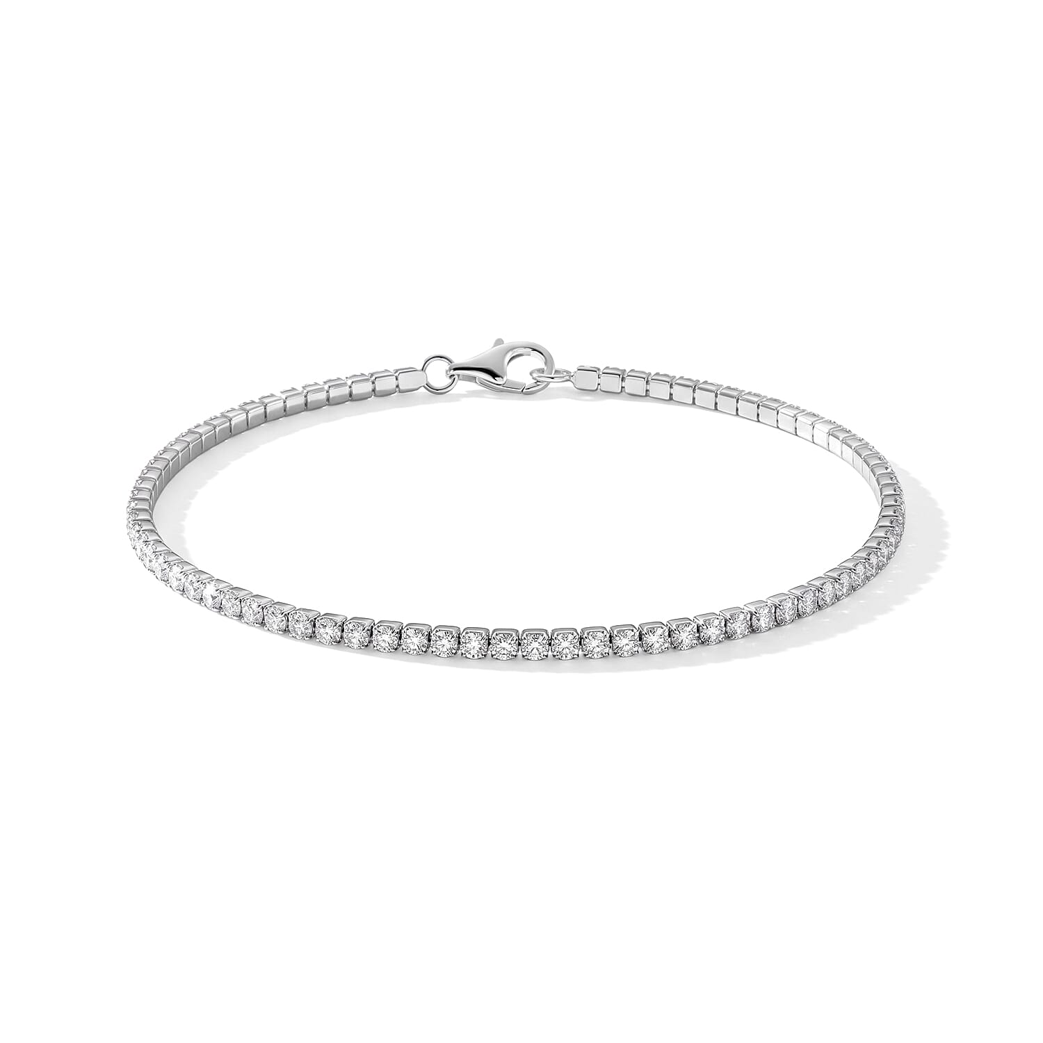 D'Joy Moissanite 2.35 ctw Classic Tennis Bracelet in Rhodium Over Sterling Silver (6.50 In)