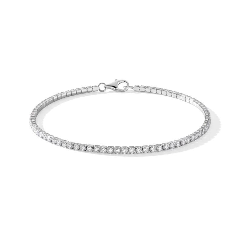 D'Joy Moissanite 2.35 ctw Classic Tennis Bracelet in Rhodium Over Sterling Silver (6.50 In)
