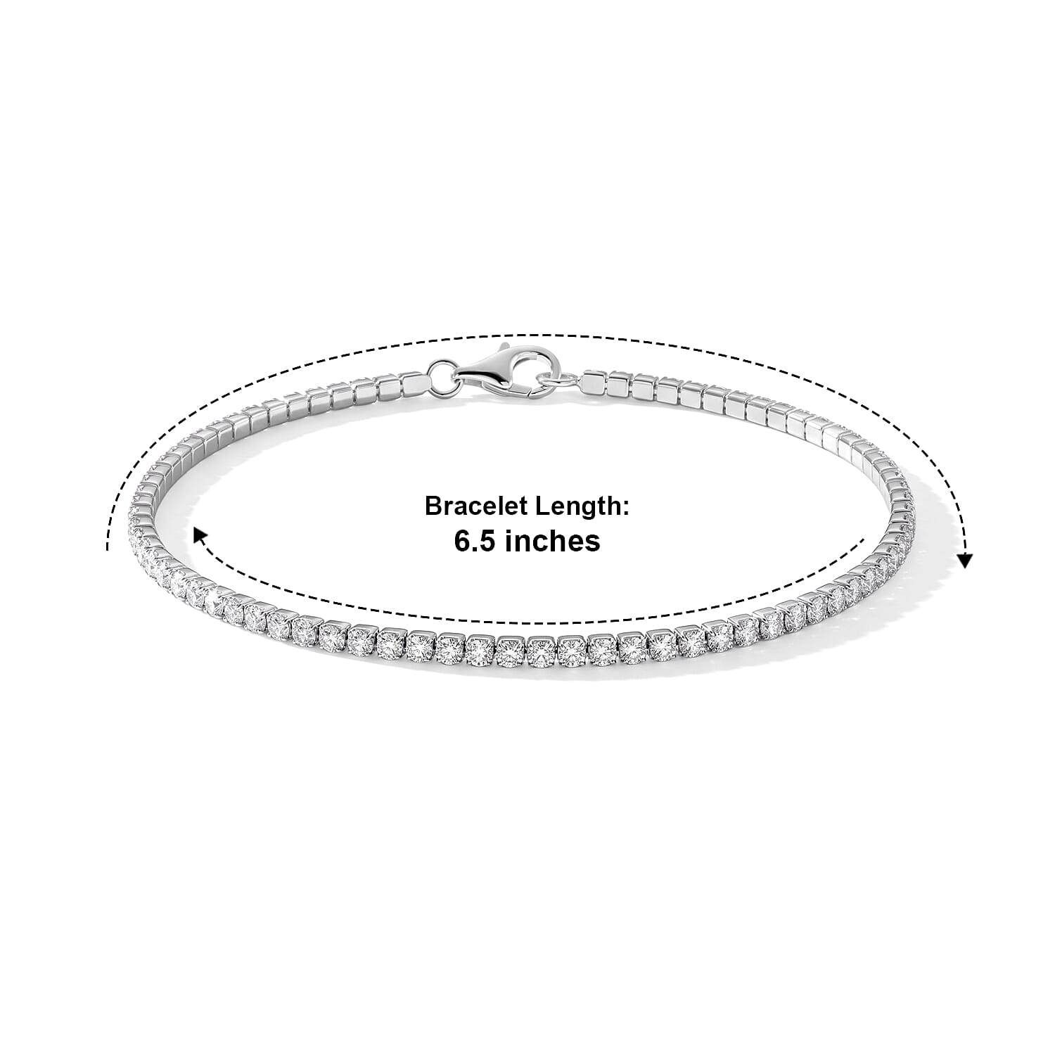 D'Joy Moissanite 2.35 ctw Classic Tennis Bracelet in Rhodium Over Sterling Silver (6.50 In)