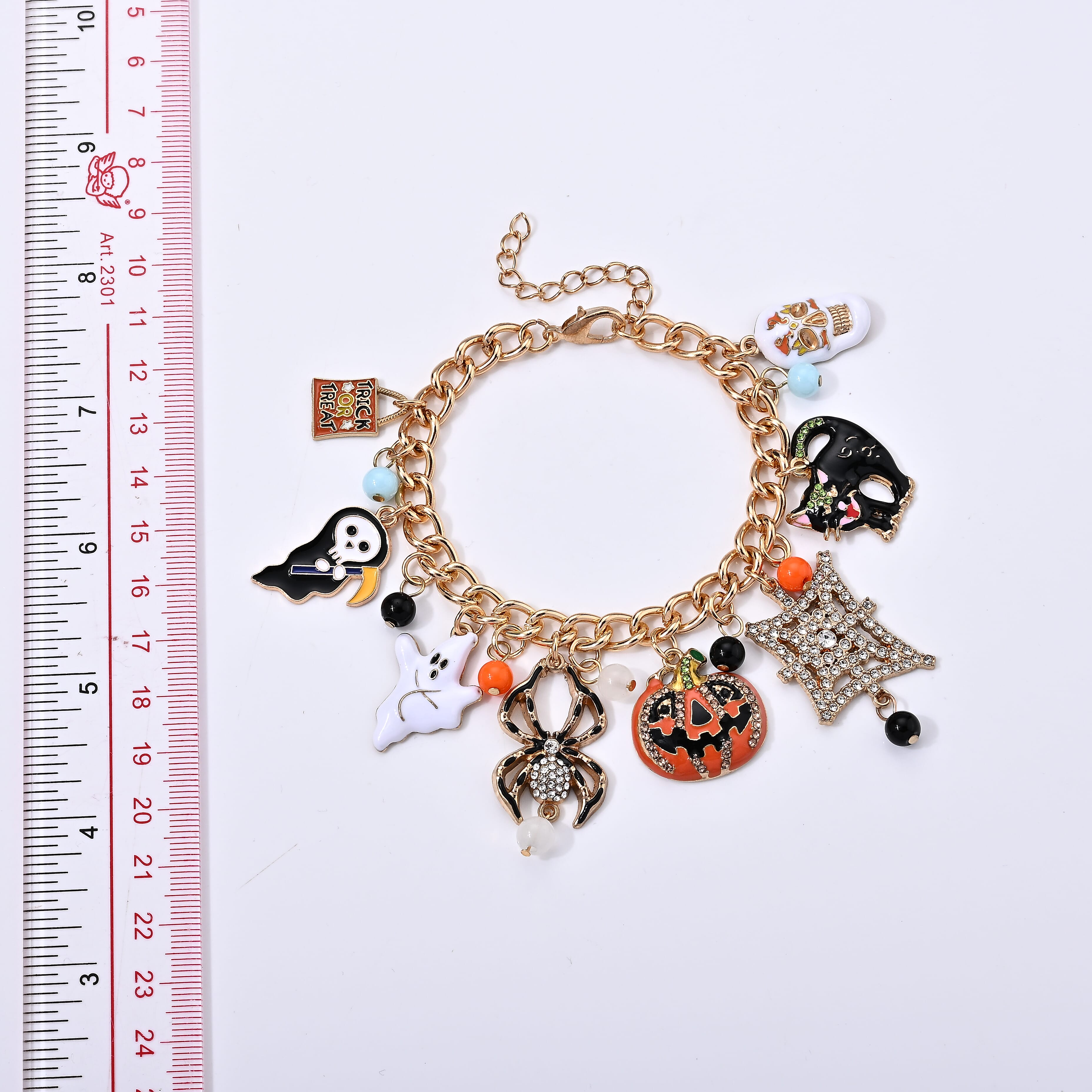 Multi Color Austrian Crystal and Multi Glass Enameled Charm Bracelet in Silvertone (7.50-9.5In)