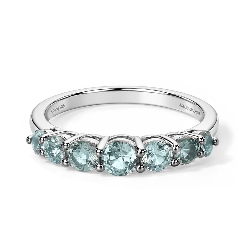 D'Joy Montana Sapphire 1.40 ctw Rockies Skyline Ring in Rhodium Over Sterling Silver (Size 5.0)