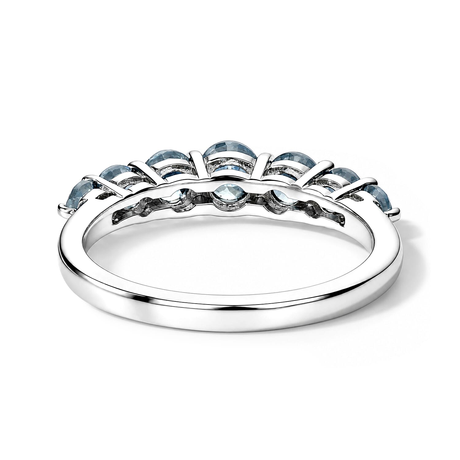 D'Joy Montana Sapphire 1.40 ctw Rockies Skyline Ring in Rhodium Over Sterling Silver (Size 5.0)