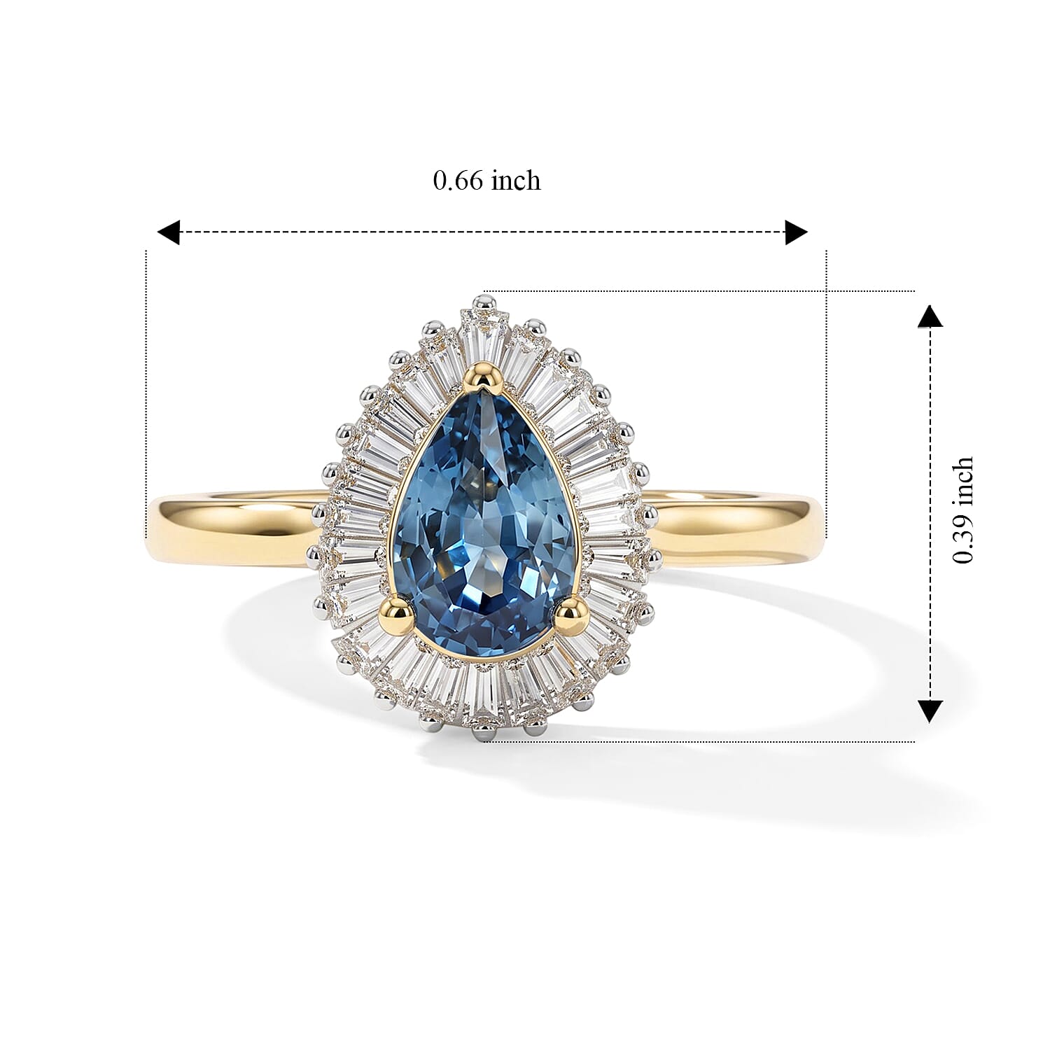 Premium Montana Sapphire and Diamond (I2) 0.75 ctw Rockies Sunburst Ring in 10K Yellow Gold (Size 6.0)