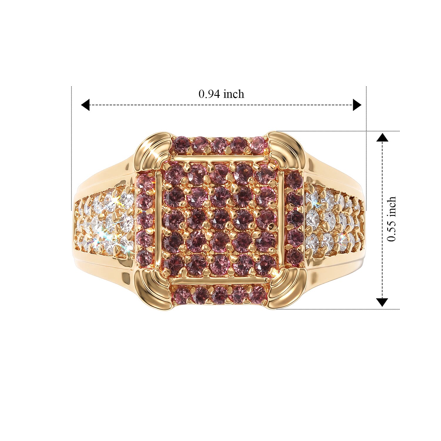 D'Joy Premium Padparadscha Sapphire and Moissanite 1.00 ctw Ring in 18K Vermeil Yellow Gold Over Sterling Silver (Size 8.0)