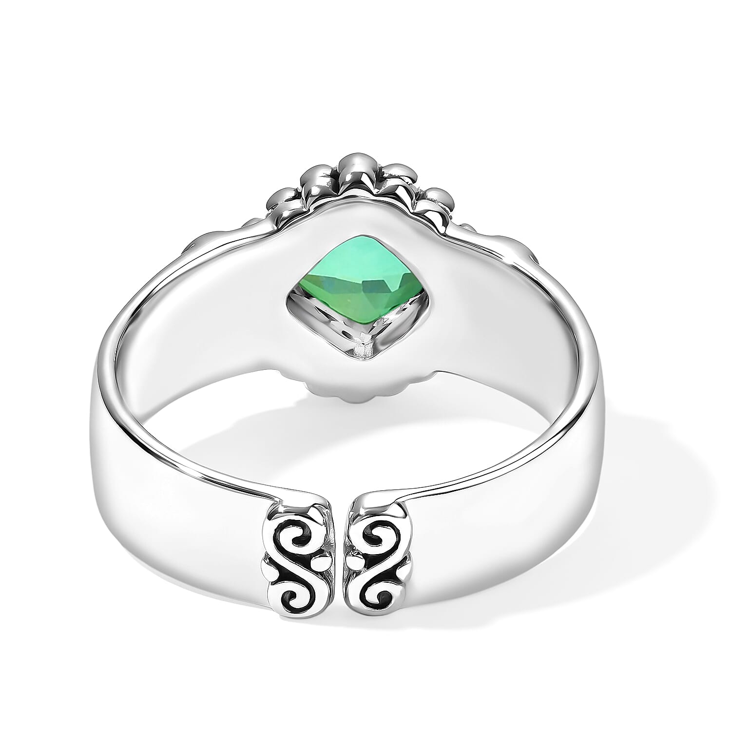 Sajen Silver Rainbow Caribbean Doublet Quartz 1.70 ctw Ring in Rhodium Over Sterling Silver (Size 6.0)