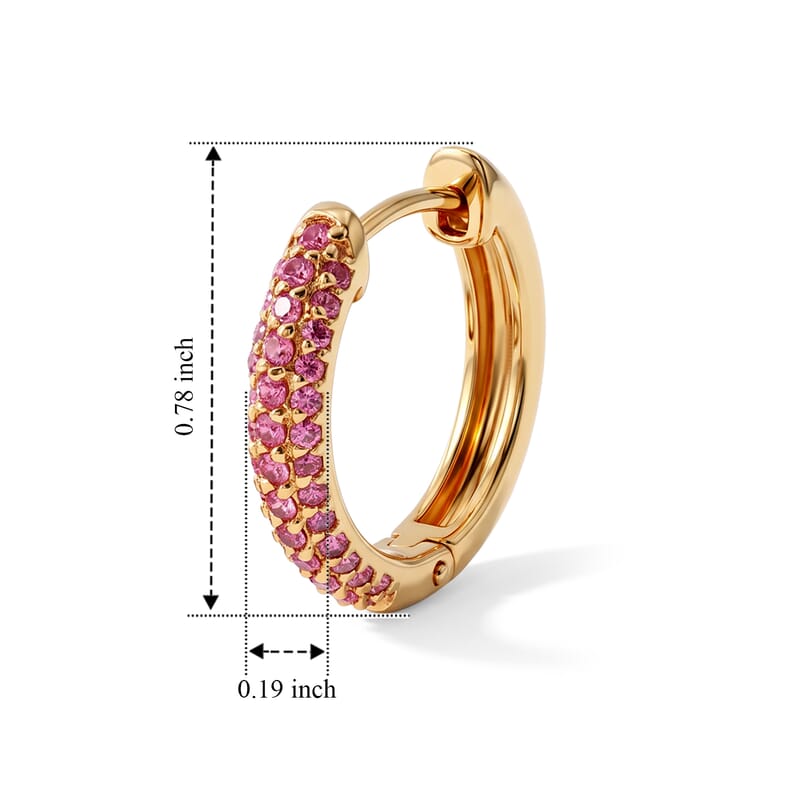 D'Joy Premium Padparadscha Sapphire (BT) 1.10 ctw Hoop Earrings in 18K Vermeil Yellow Gold Over Sterling Silver