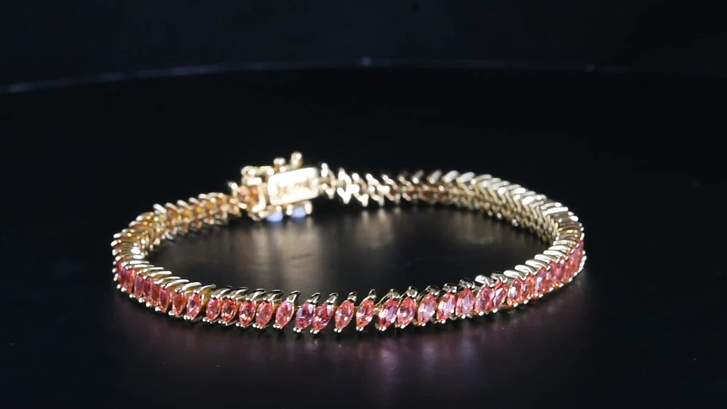 D''Joy Premium Padparadscha Sapphire Bracelet in 18K Vermeil YG Over Sterling Silver (6.50 In) 6.80 ctw