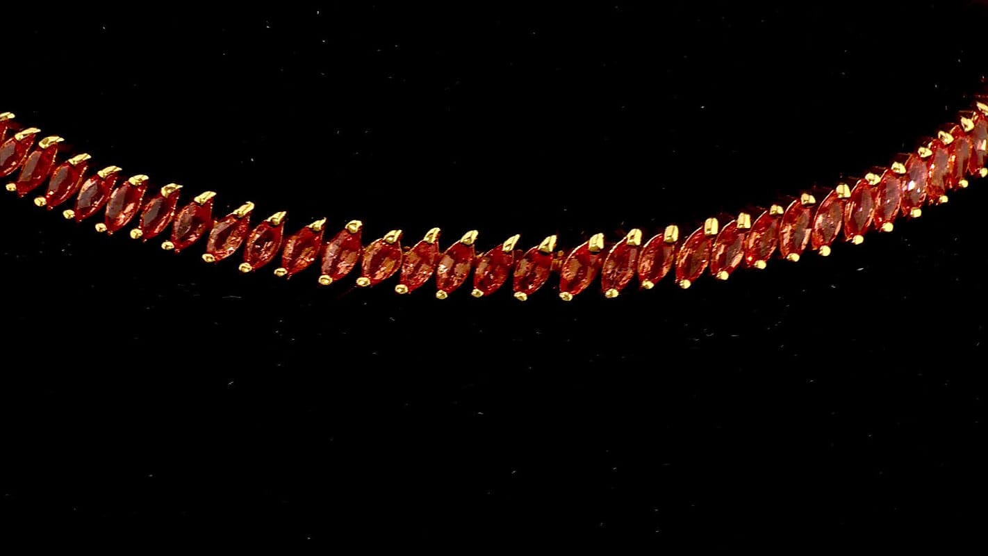 D''Joy Premium Padparadscha Sapphire Bracelet in 18K Vermeil YG Over Sterling Silver (6.50 In) 6.80 ctw