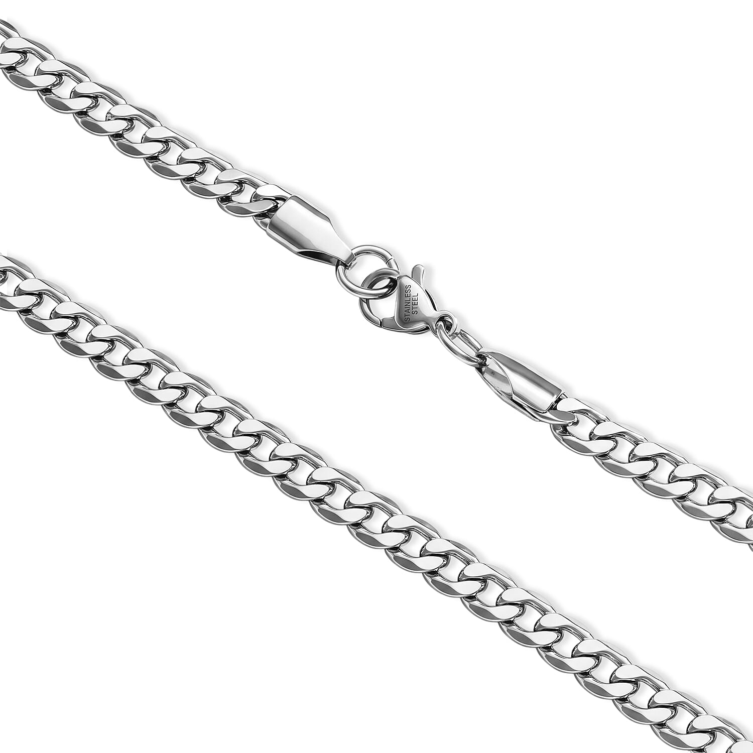 Flat Curb Chain Necklace in Stainless Steel 24 Inches 15.15 Grams
