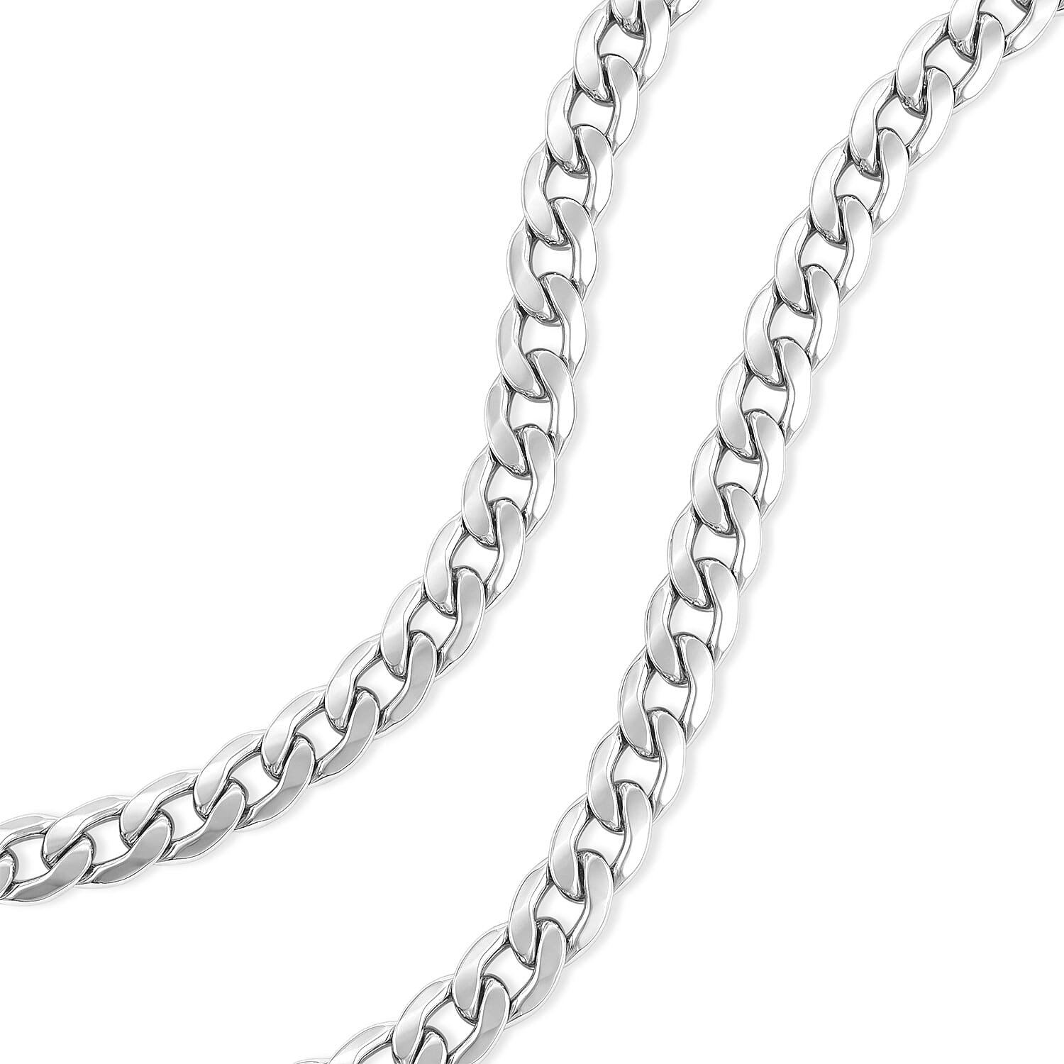 Flat Curb Chain Necklace in Stainless Steel 24 Inches 15.15 Grams