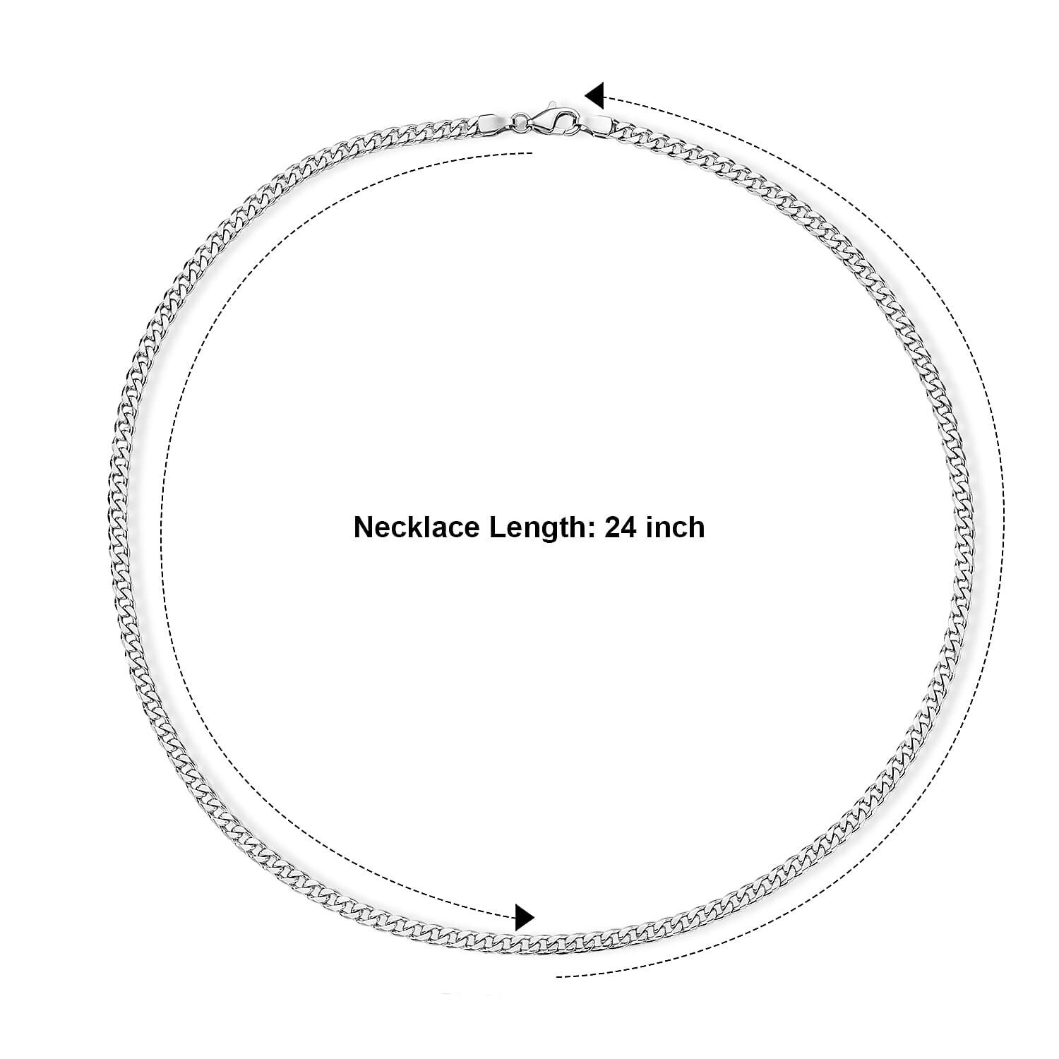 Flat Curb Chain Necklace in Stainless Steel 24 Inches 15.15 Grams