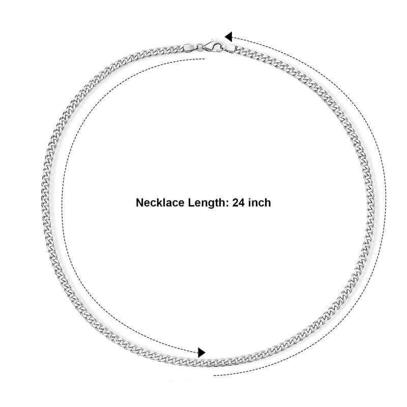 Flat Curb Chain Necklace in Stainless Steel 24 Inches 15.15 Grams