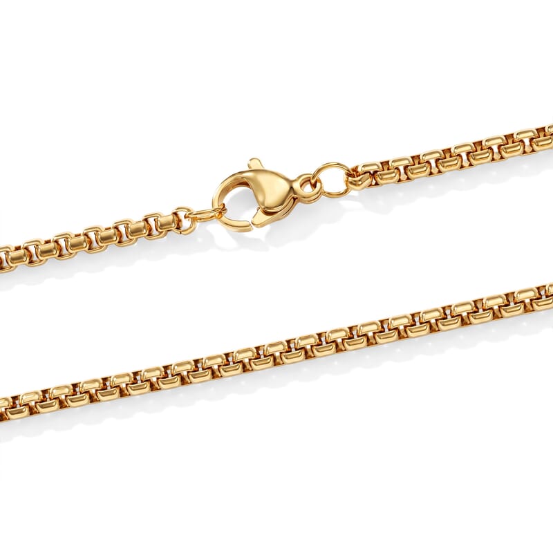 Thin Cable Chain Necklace in ION Plated YG Stainless Steel 24 Inches