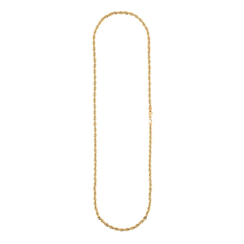 3.8mm Rope Chain Necklace in 10K Yellow Gold 7.8 Grams 24 Inches