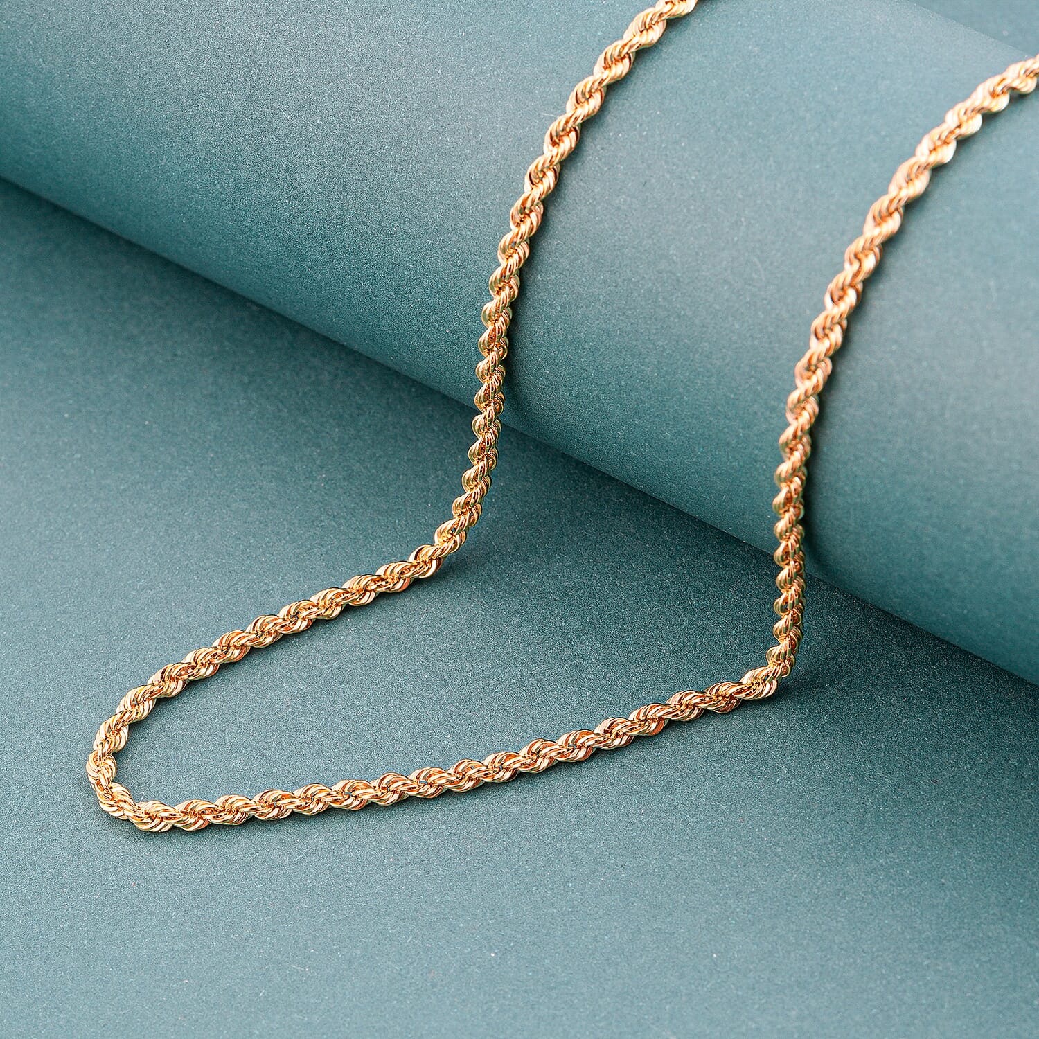 2mm Semi Solid Rope Chain Necklace in 10K Yellow Gold 2.4 Grams 16 Inches