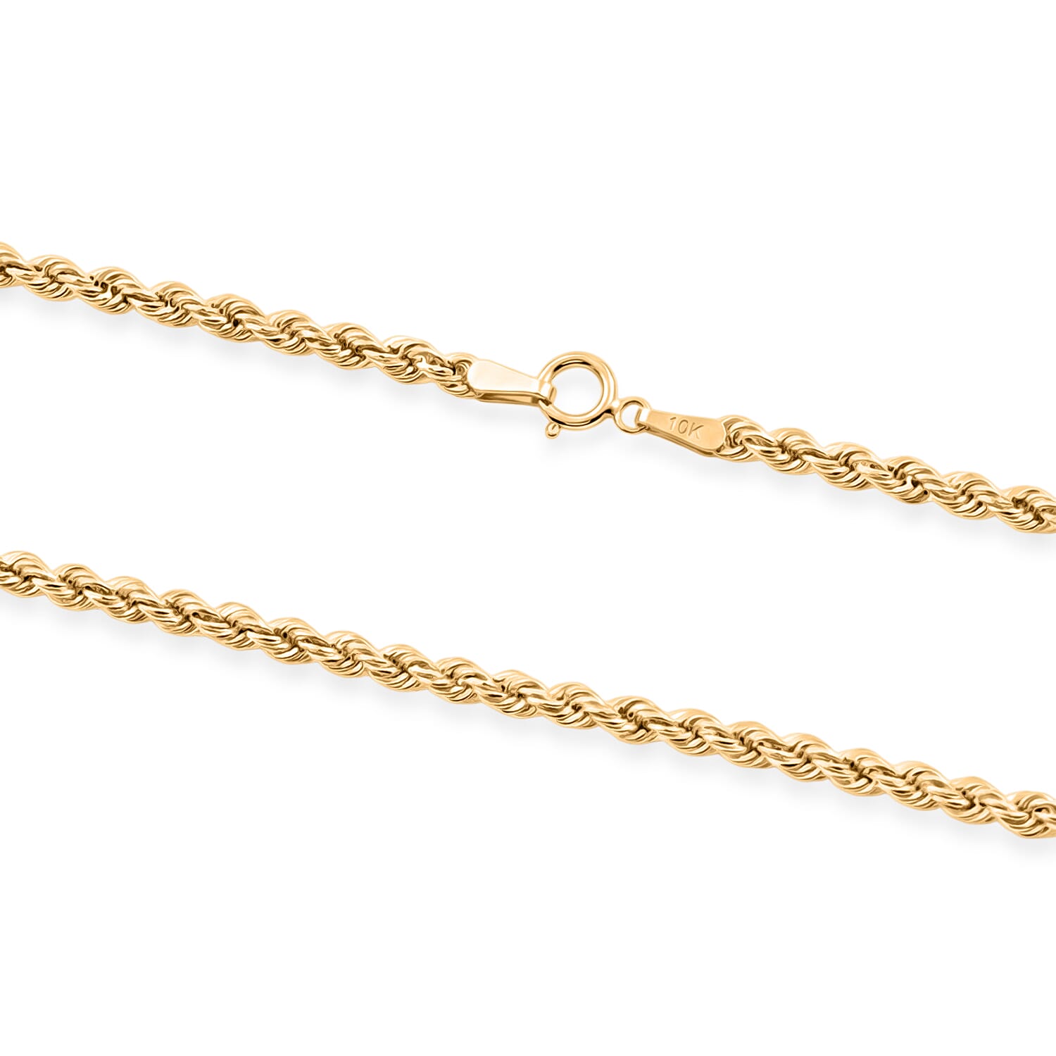2mm Semi Solid Rope Chain Necklace in 10K Yellow Gold 2.4 Grams 16 Inches