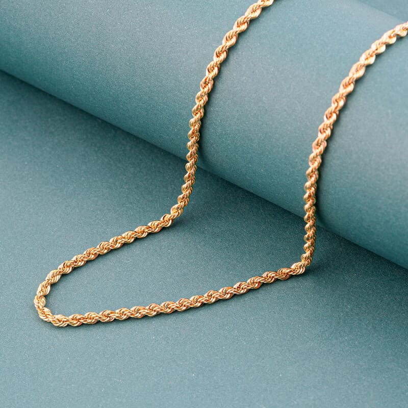 2mm Semi Solid Rope Chain Necklace in 10K Yellow Gold 3.1 Grams 20 Inches