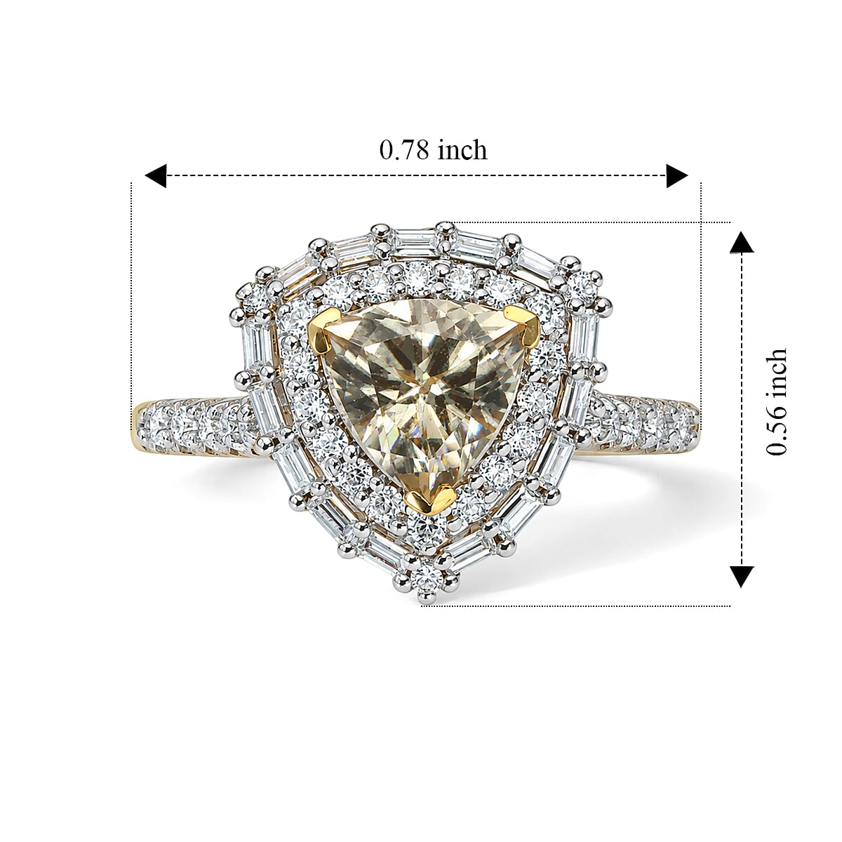 Certified and Appraised D'Joy Premium Turkizite and Moissanite 2.05 ctw Ring in 18K Vermeil Yellow Gold Over Sterling Silver (Size 6.0)