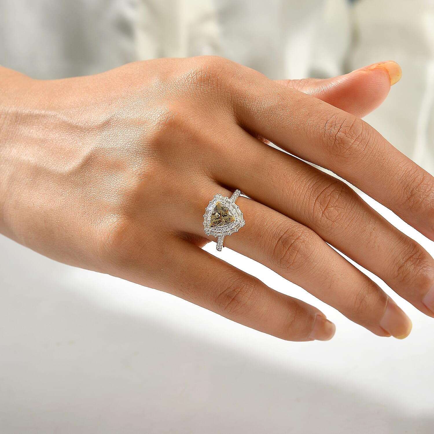 Certified and Appraised D'Joy Premium Turkizite and Moissanite 2.05 ctw Ring in 18K Vermeil Yellow Gold Over Sterling Silver (Size 7.0)