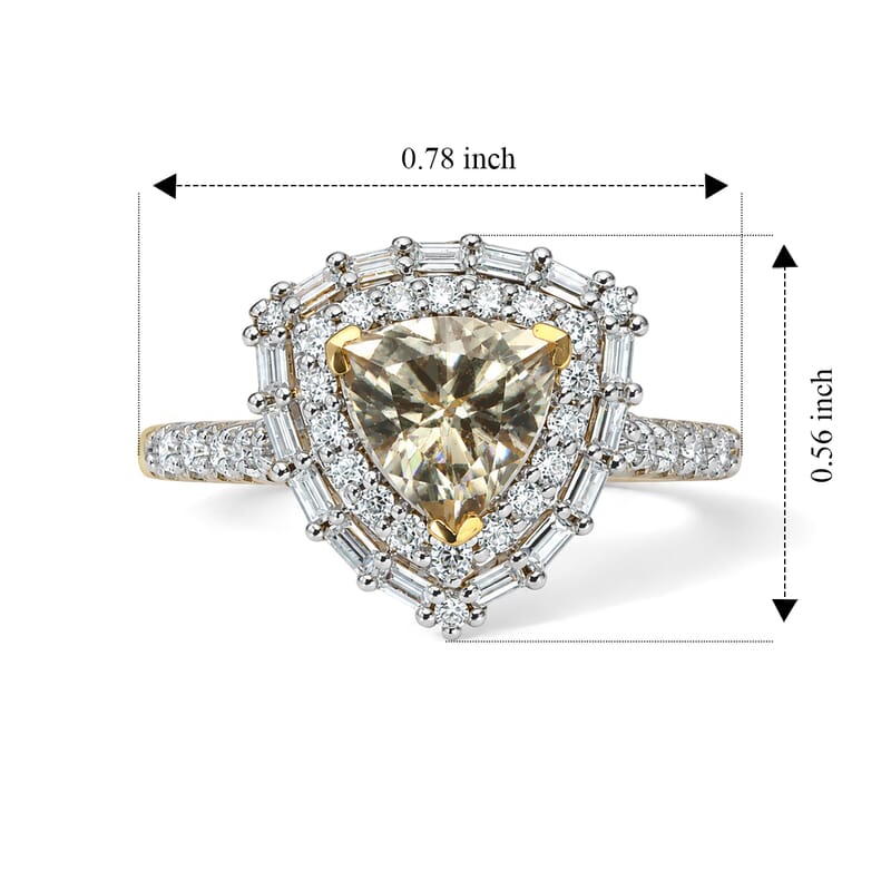 Certified and Appraised D'Joy Premium Turkizite and Moissanite 2.05 ctw Ring in 18K Vermeil Yellow Gold Over Sterling Silver (Size 7.0)