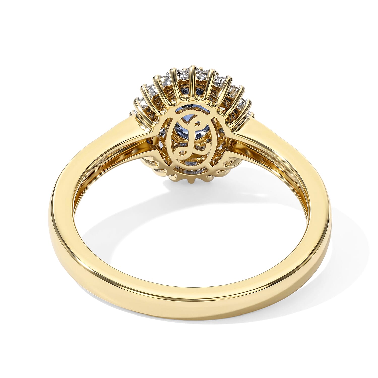 Luxoro Premium Montana Sapphire and Diamond (I2) 1.00 ctw Alpine Rosette Ring in 10K Yellow Gold (Size 6.0)