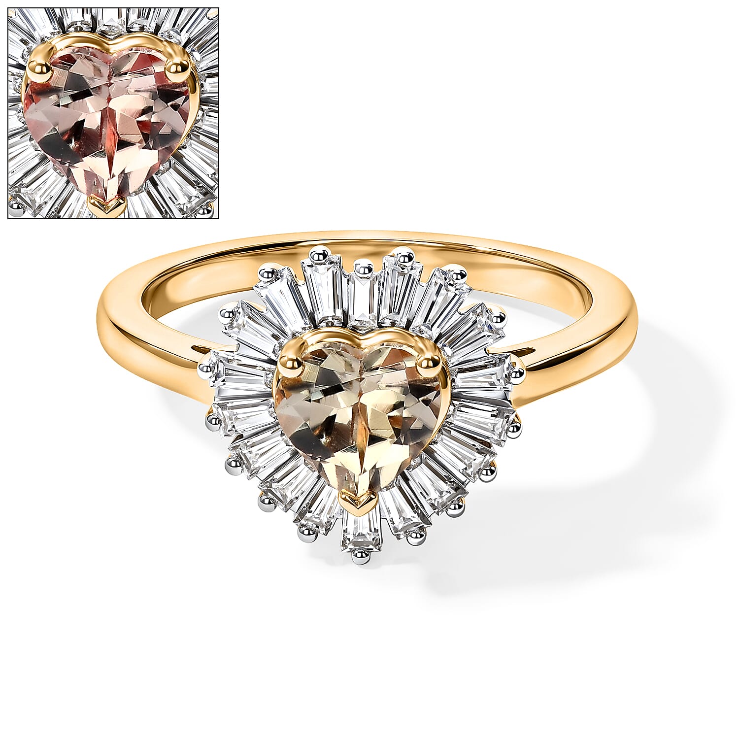 D'Joy AAA Turkizite and Moissanite 1.50 ctw Ring in 18K Vermeil Yellow Gold Over Sterling Silver (Size 6.0)