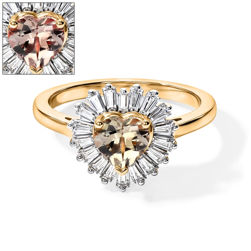 D'Joy AAA Turkizite and Moissanite 1.50 ctw Ring in 18K Vermeil Yellow Gold Over Sterling Silver (Size 6.0)