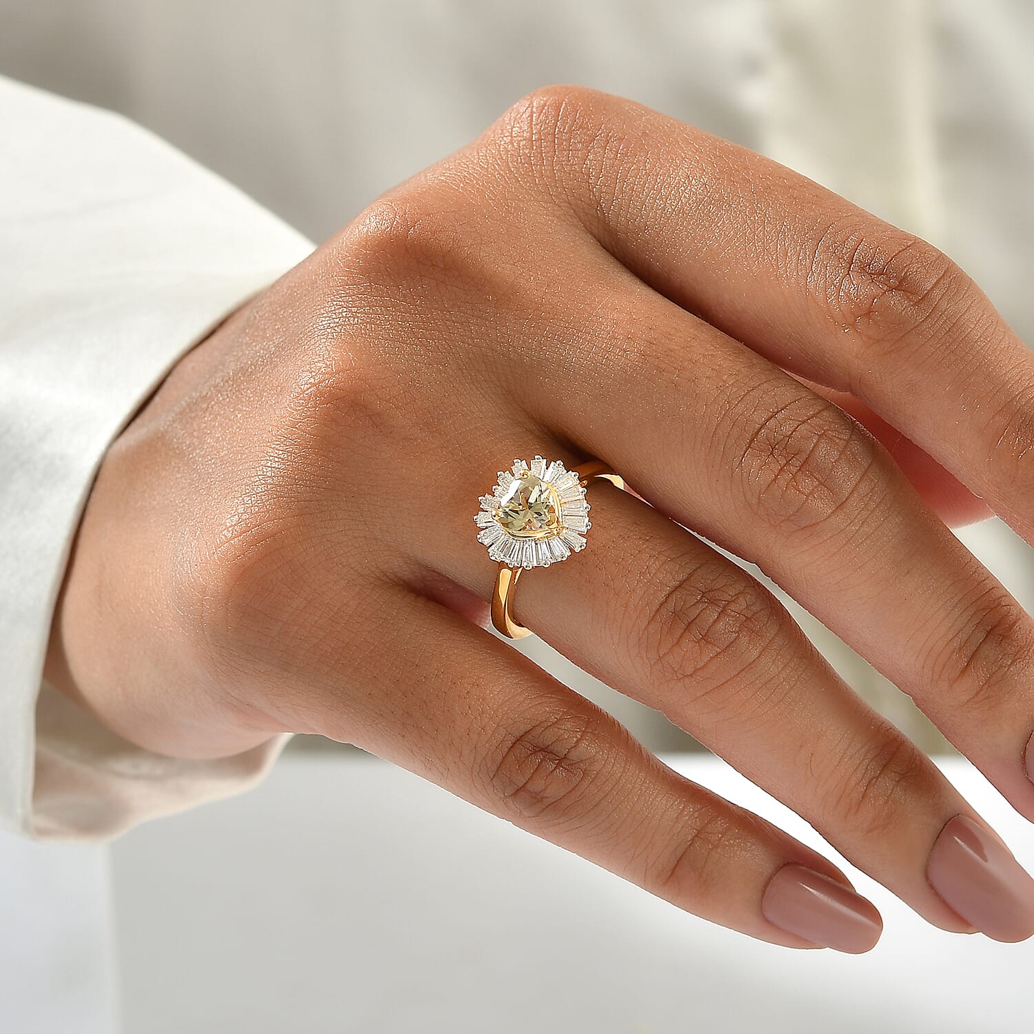 D'Joy AAA Turkizite and Moissanite 1.50 ctw Ring in 18K Vermeil Yellow Gold Over Sterling Silver (Size 6.0)