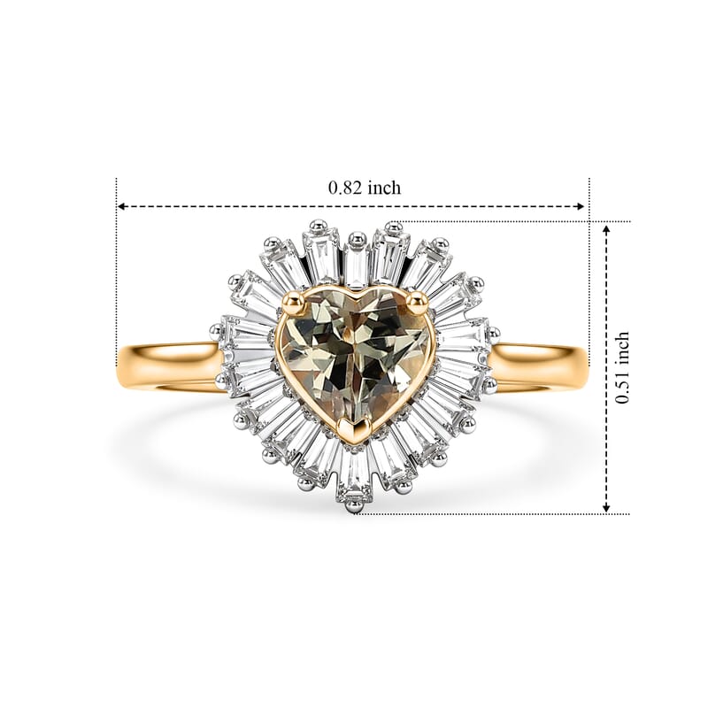 D'Joy AAA Turkizite and Moissanite 1.50 ctw Ring in 18K Vermeil Yellow Gold Over Sterling Silver (Size 6.0)