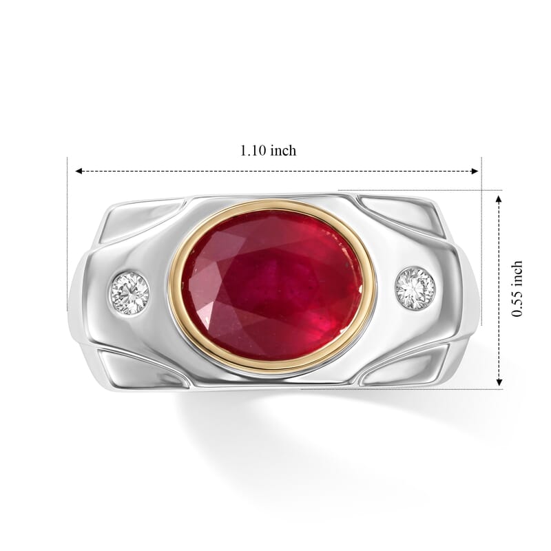 Niassa Ruby, Luxuriant Lab Grown Diamond (G-H, SI) Ring in 18K Vermeil YG and Rhodium Over Sterling Silver (Size 9.0) 5.35 ctw