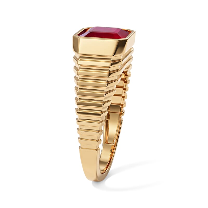 D'Joy Niassa Ruby (FF) Ring in 18K Vermeil YG Over Sterling Silver (Size 9.0) 5.80 ctw