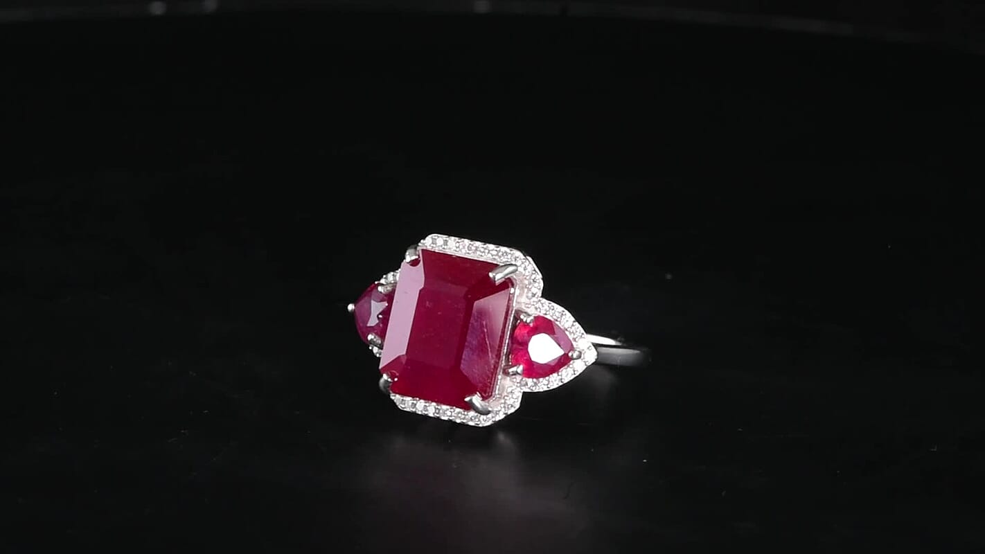 D''Joy Niassa Ruby (FF), Moissanite Ring in 18K Vermeil YG Over Sterling Silver (Size 10.0) 10.30 ctw