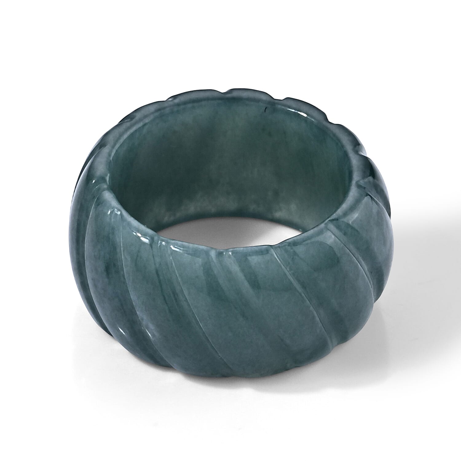 Natural Olmec Jadeite 10.10 ctw Carved Band Ring (Size 6.00)