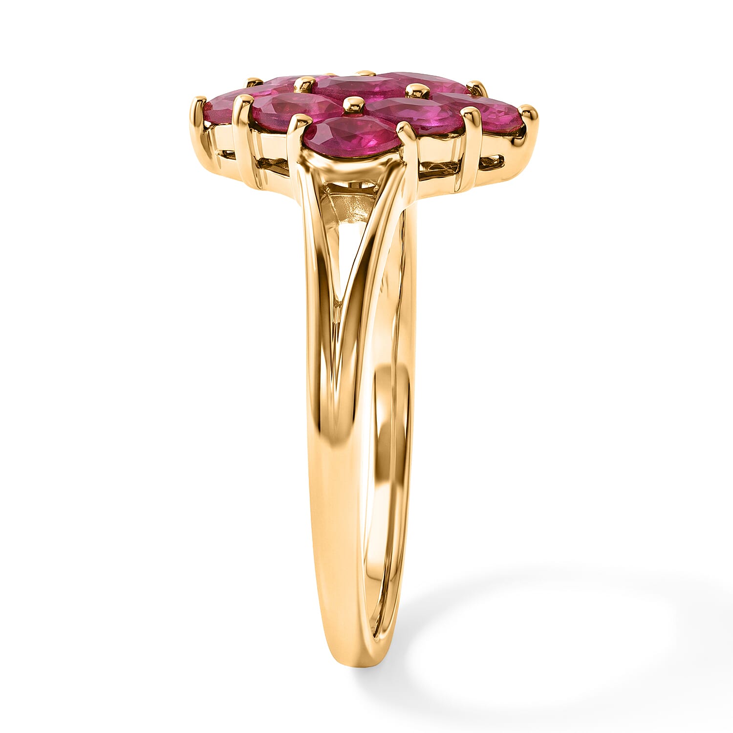 D'Joy Niassa Ruby (FF) 1.00 ctw The Crimson Bouquet Ring in 18K YG Plated Sterling Silver (Size 6.0)