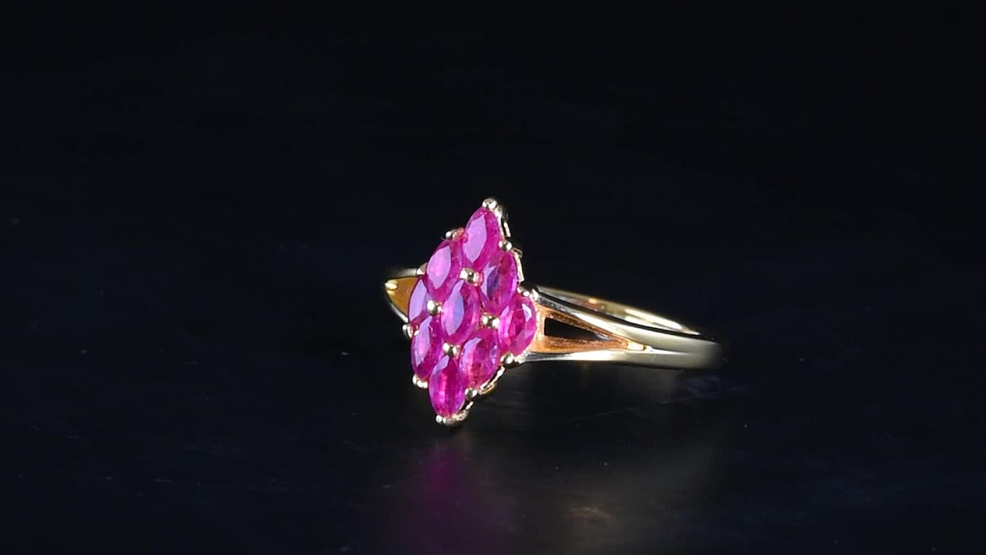 D''Joy Niassa Ruby (FF) Ring in 18K YG Plated Sterling Silver (Size 10.0) 1.00 ctw