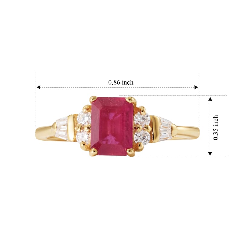 D'Joy Niassa Ruby (FF) and Moissanite 1.70 ctw The Crimson Elegance Ring in 18K YG Plated Sterling Silver (Size 7.0)