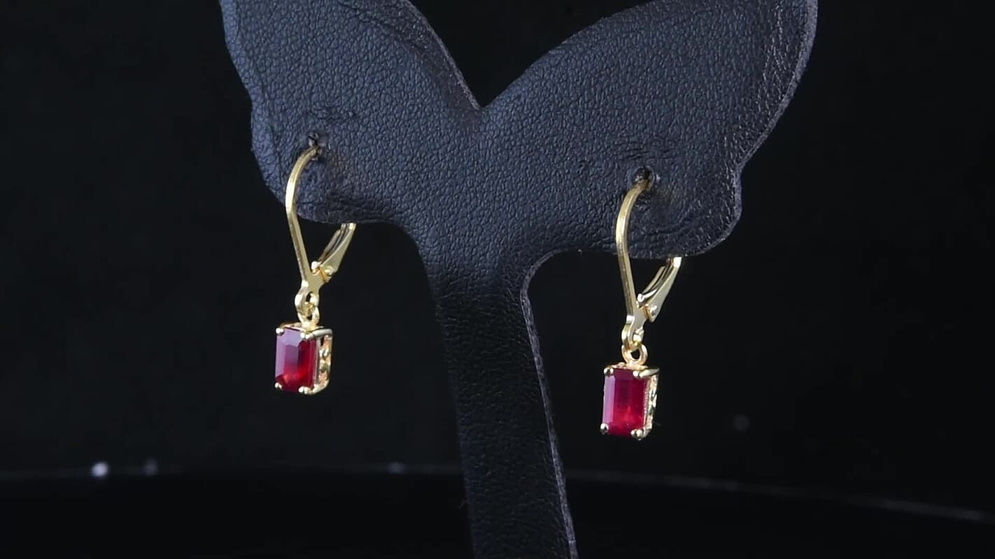 D''Joy Niassa Ruby (FF) Earrings in 18K YG Plated Sterling Silver (Size 7.0) 1.90 ctw