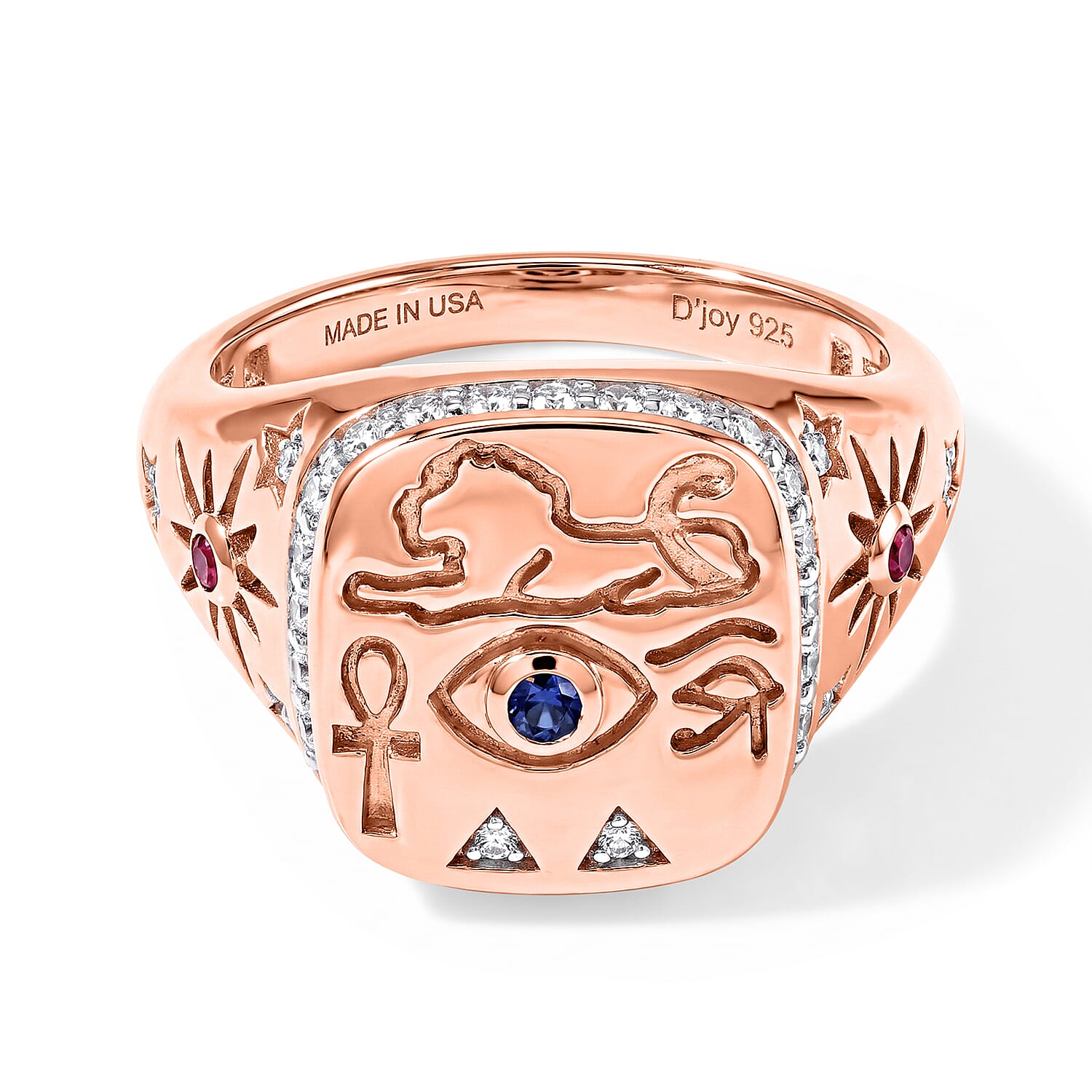 D'Joy Racehel Roy Premium Orissa Rhodolite Garnet and Multi Gemstone 0.70 ctw Ring in 18K Vermeil Rose Gold Over Sterling Silver (Size 7.0)