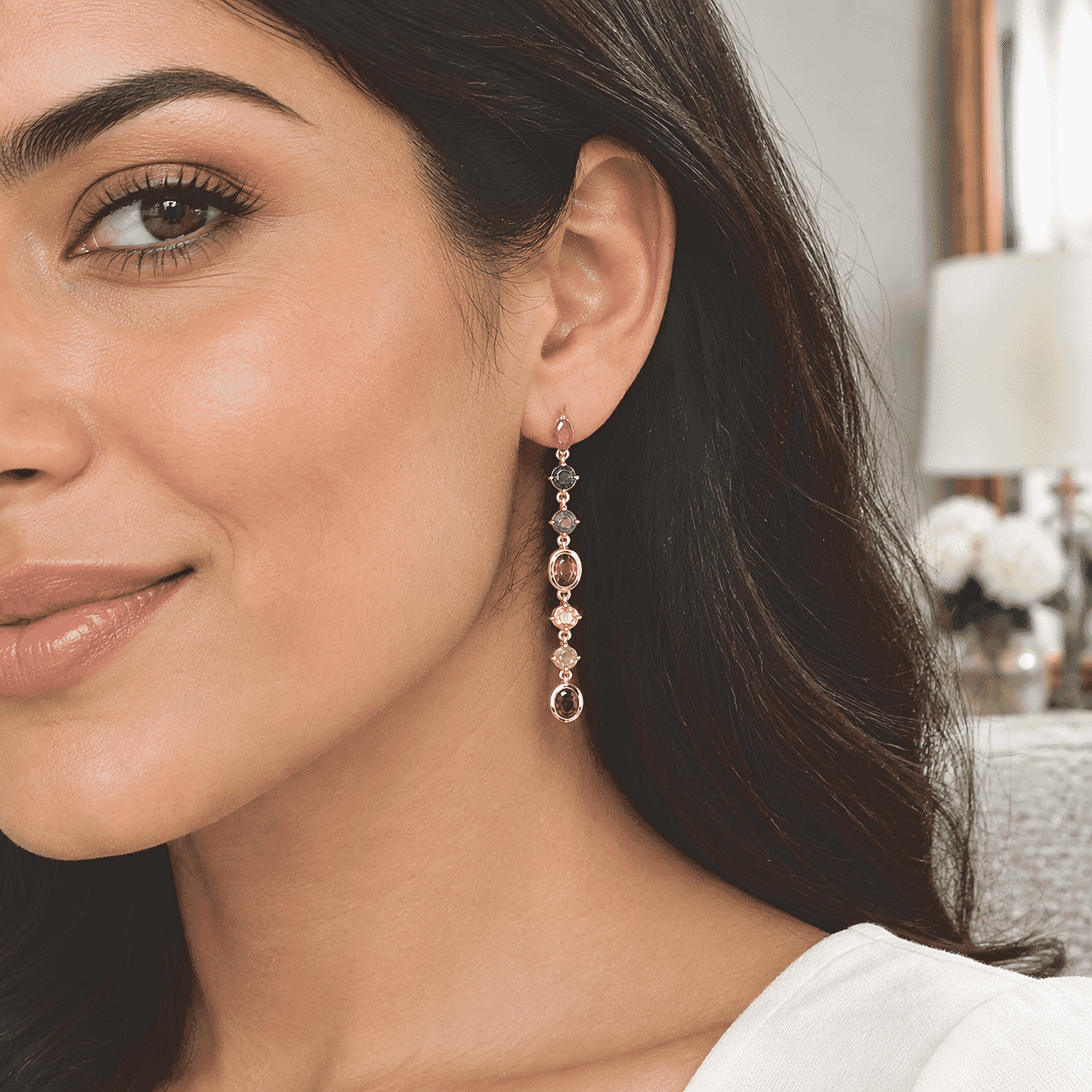 D'Joy Premium Orissa Rhodolite Garnet and Multi Gemstone 4.90 ctw Dangling Earrings in 18K Vermeil Yellow Gold Over Sterling Silver