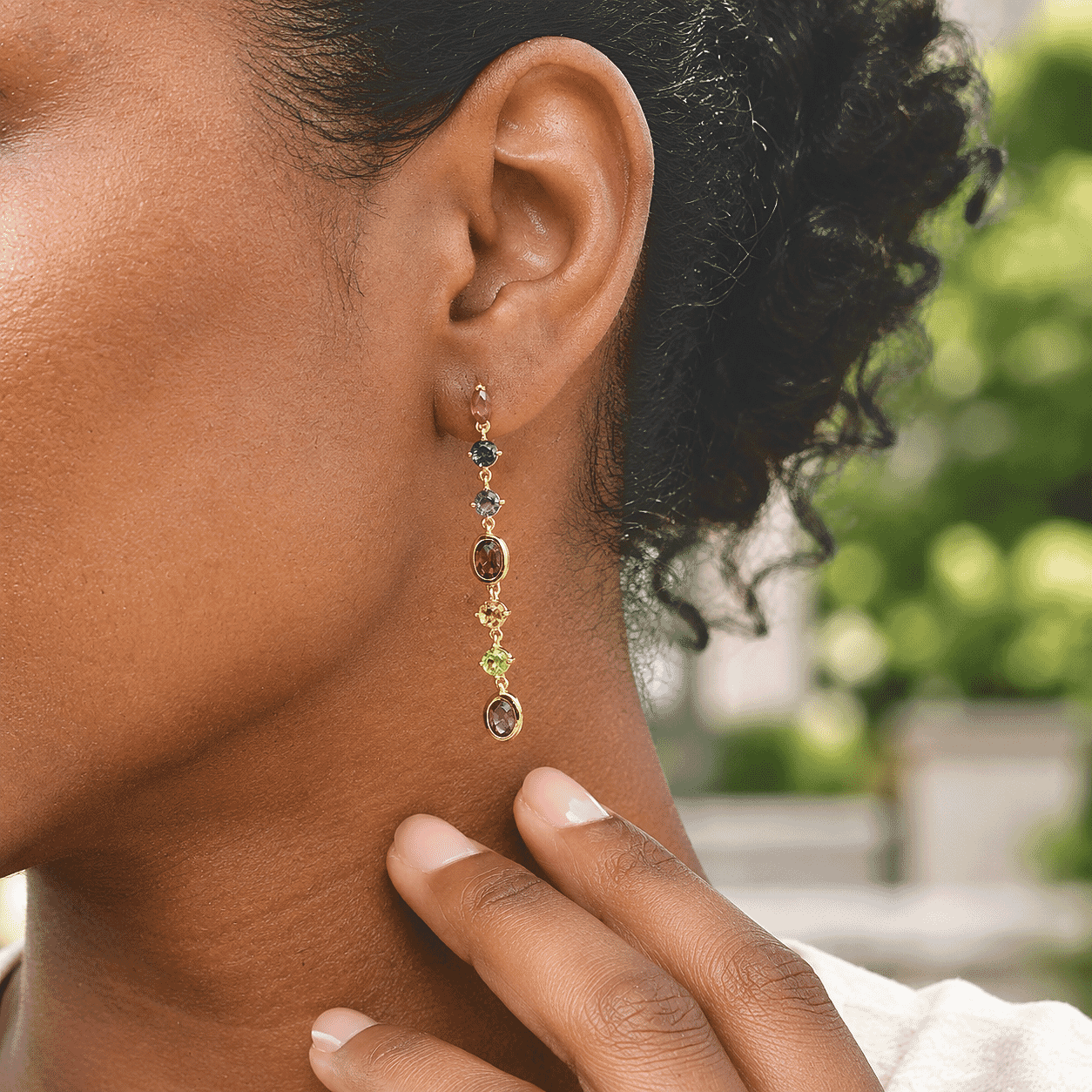 D'Joy Premium Orissa Rhodolite Garnet and Multi Gemstone 4.90 ctw Dangling Earrings in 18K Vermeil Yellow Gold Over Sterling Silver
