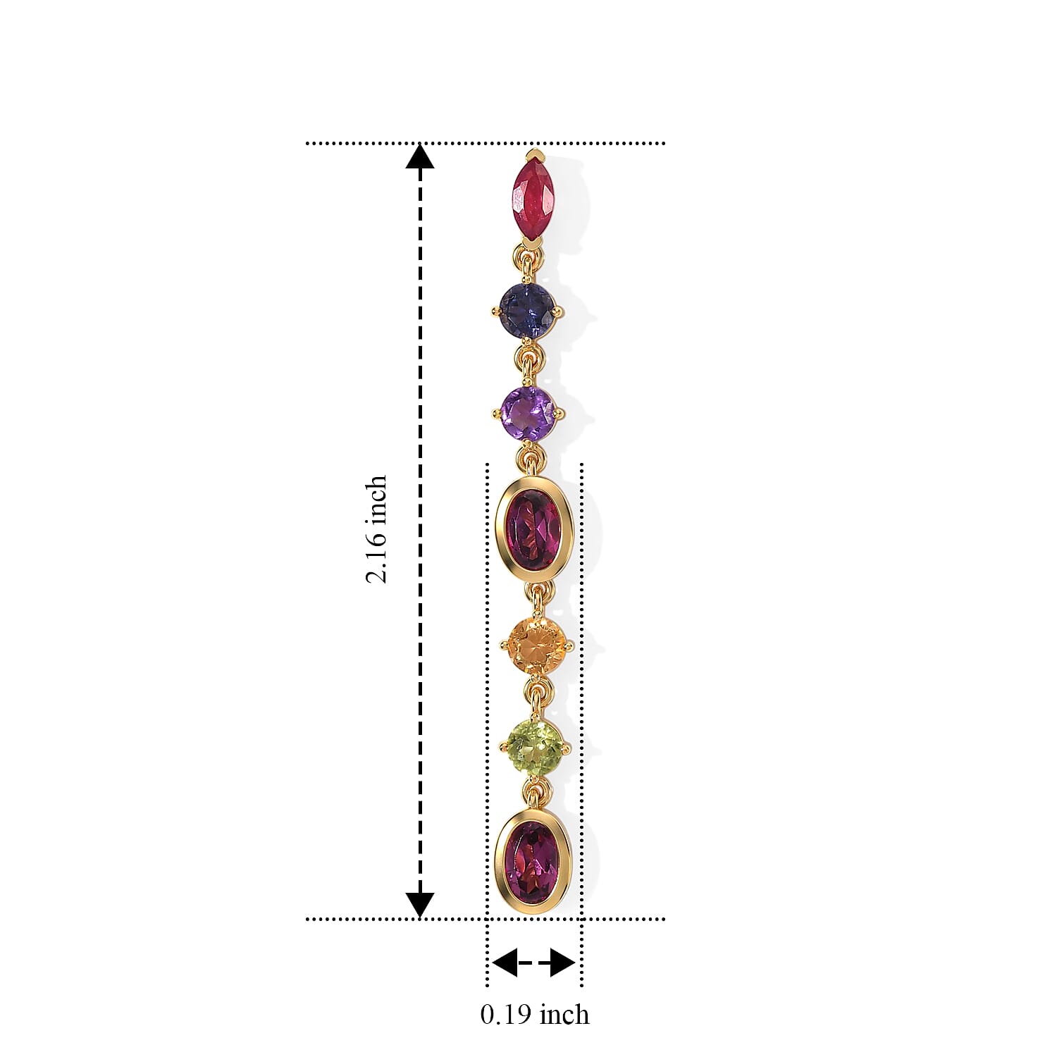 D'Joy Premium Orissa Rhodolite Garnet and Multi Gemstone 4.90 ctw Dangling Earrings in 18K Vermeil Yellow Gold Over Sterling Silver