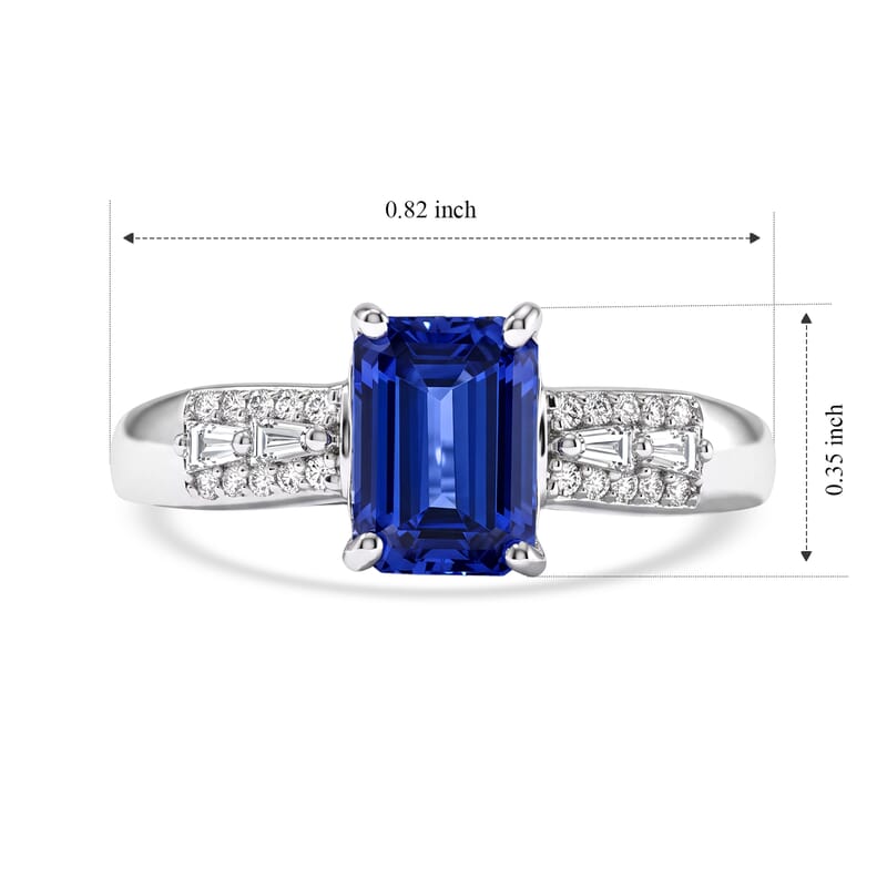 D'Joy Premium Tanzanite and White Zircon 1.50 ctw Art Deco Ring in Rhodium Over Sterling Silver (Size 9.0)
