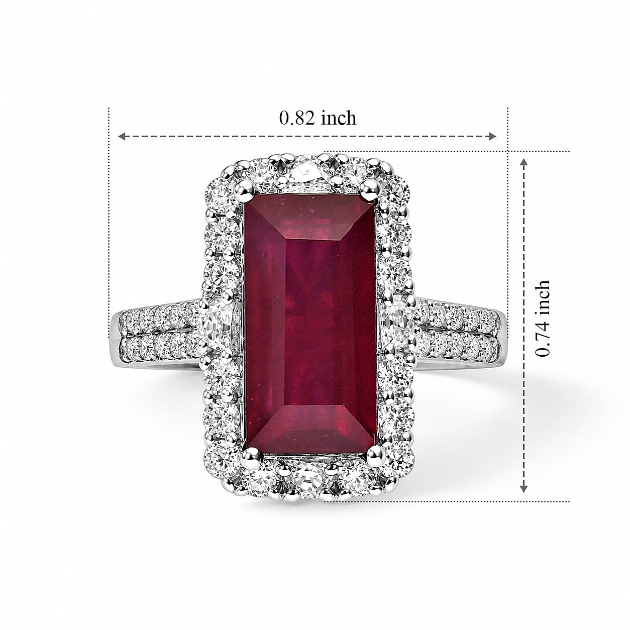 Certified & Appraised D'Joy Premium Niassa Ruby (FF) and Moissanite 7.65 ctw Ring in Rhodium Over Sterling Silver (Size 8.0)