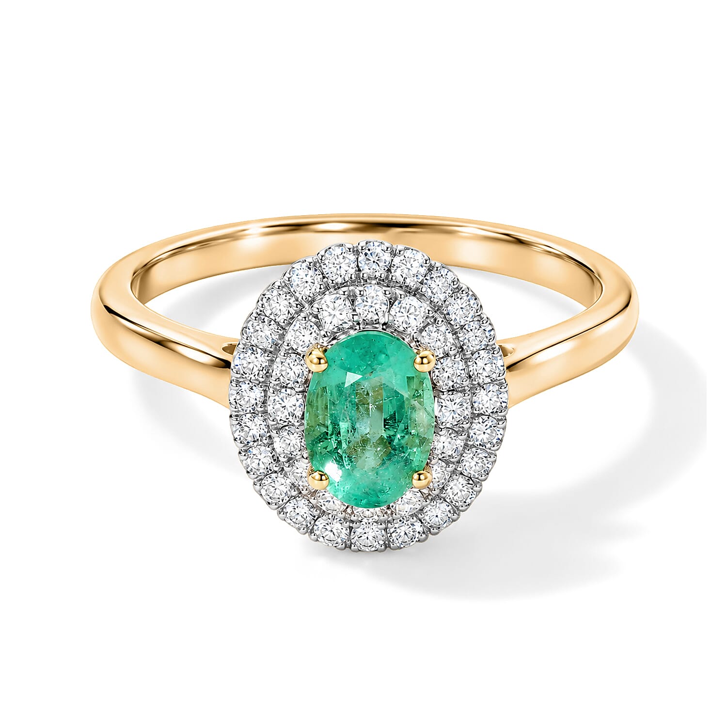 Certified and Appraised Luxoro AAA Boyaca Colombian Emerald and Diamond (I2) 1.10 ctw Ring in 10K Yellow Gold (Size 6.0)