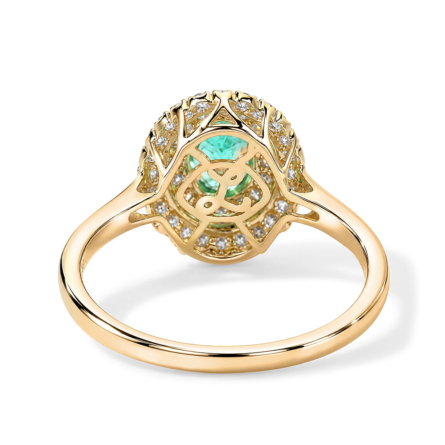 Certified and Appraised Luxoro AAA Boyaca Colombian Emerald and Diamond (I2) 1.10 ctw Ring in 10K Yellow Gold (Size 6.0)