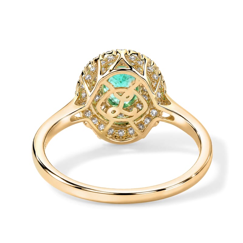 Certified and Appraised Luxoro AAA Boyaca Colombian Emerald and Diamond (I2) 1.10 ctw Ring in 10K Yellow Gold (Size 6.0)