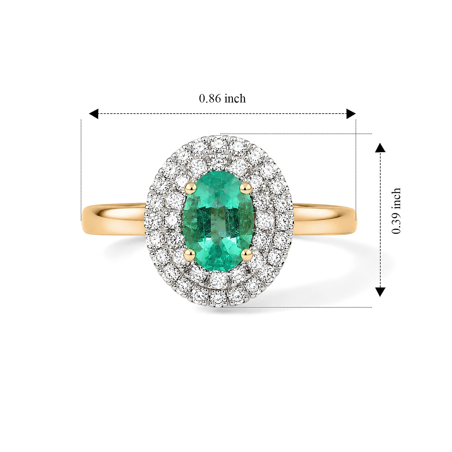 Certified and Appraised Luxoro AAA Boyaca Colombian Emerald and Diamond (I2) 1.10 ctw Ring in 10K Yellow Gold (Size 6.0)